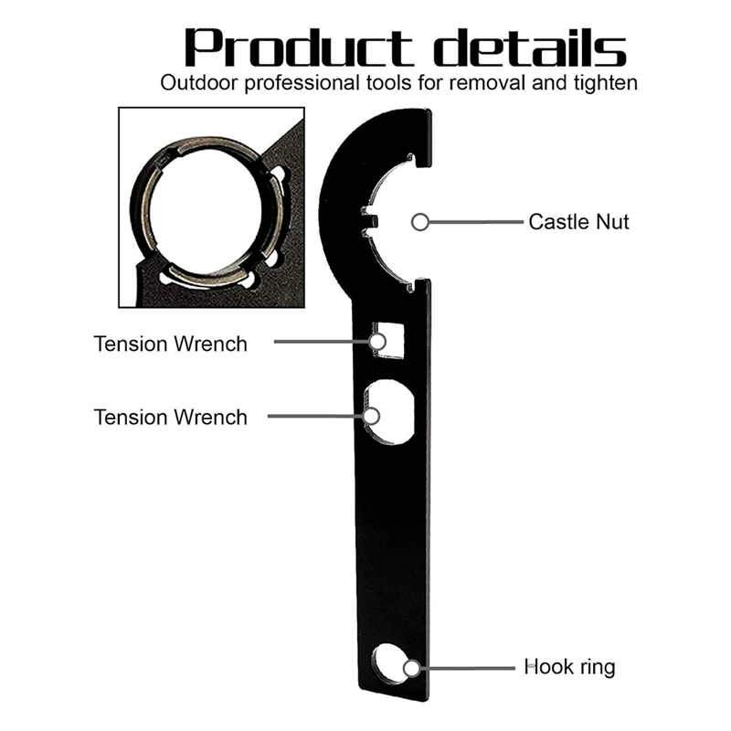 ABJI-Survival Nut Wrench Многофункциональный комбинированный ключ из углеродистой стали для снятия и установки, черный