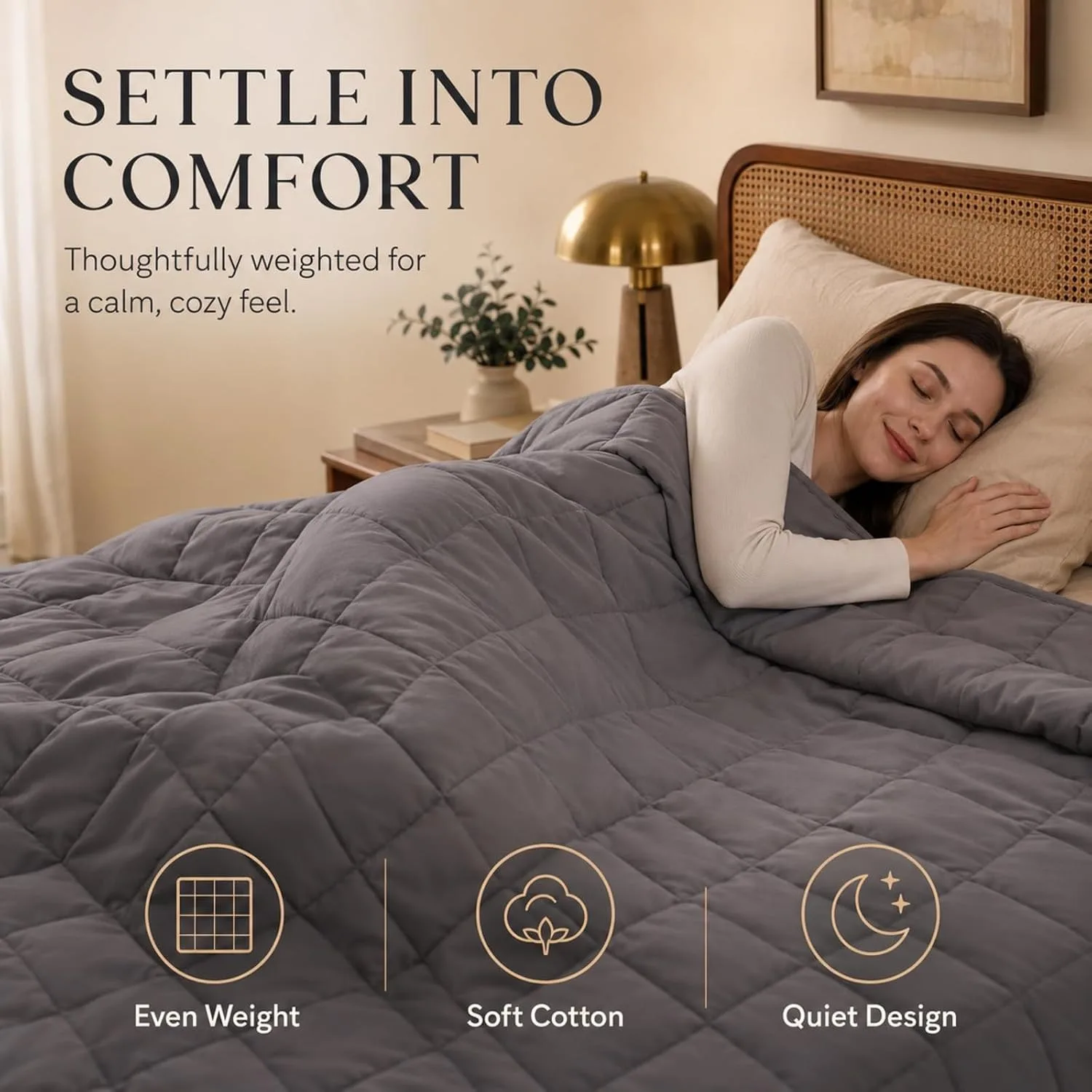 Cooling Weighted Blanket for Adults Heavy Blanket for Sleeping, Soft Breathable Cotton with Glass Beads, Machine Washable