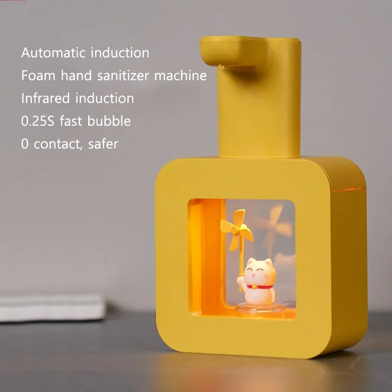 New Automatic Soap Dispenser Cute Pet Wall Mounted Touchless Sensor USB Charging Cartoon Foam Hand Washing Tools 400ML Kitchen