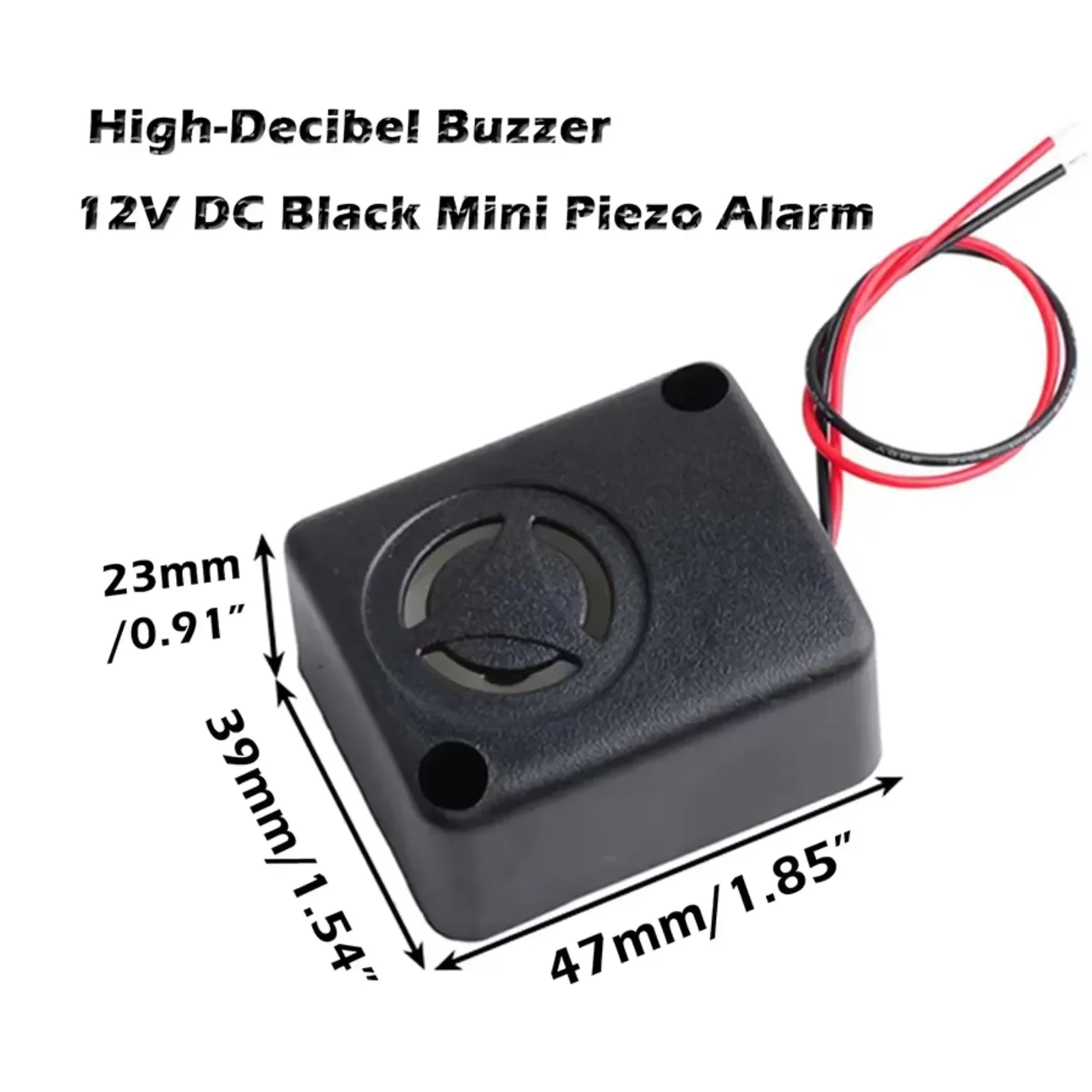 12V DC Black Mini Piezo Alarm Siren 110dB Insurance Safes Anti-Theft Alarm High-Decibel Buzzer High Pitch for Car Vehicle