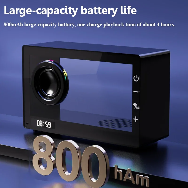 Nordic Mini Transparent Bluetooth Speaker High Quality Computer Speaker Portable Clock Wireless Music Box with LED Ambient Light