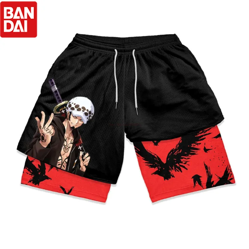 One Piece Anime Gym Shorts Men Women Summer Print Luffy Doflamingo Fitness Running Workout Mesh Quick Dry Sports Shorts Gift