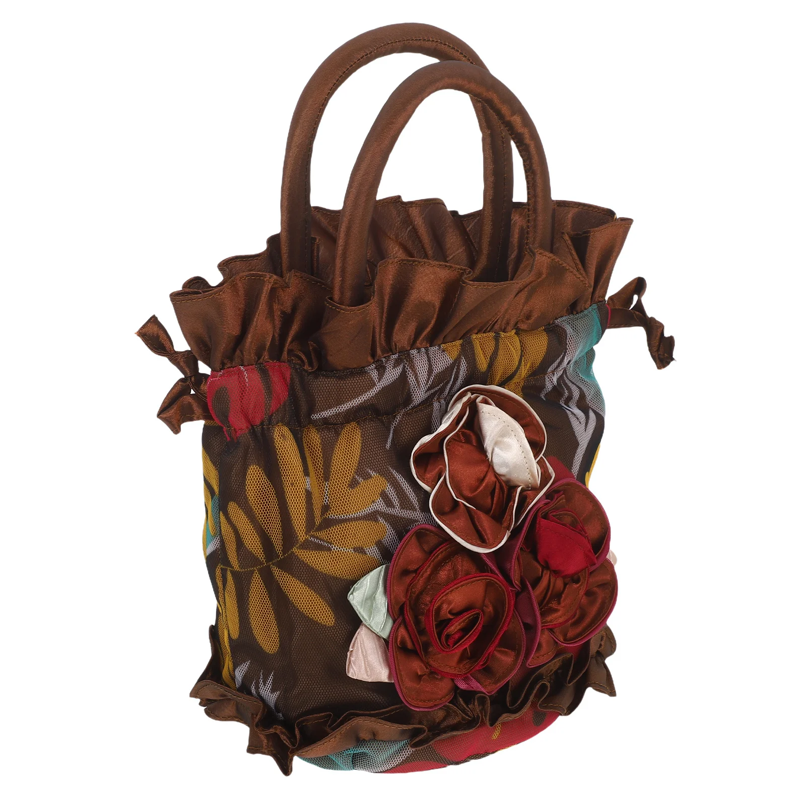 

Flower Bucket Bag Elegant Floral Print Clutch Purse Formal Banquet Wedding Handbag Vintage Evening Bag for Women