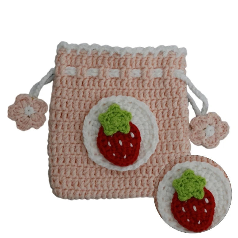 Sweet Coin Bag Small Wallet Hand-Woven Coin Bag Knitted Change Purse Crochet Bag Change Pocket Child Lovely Storage Bag