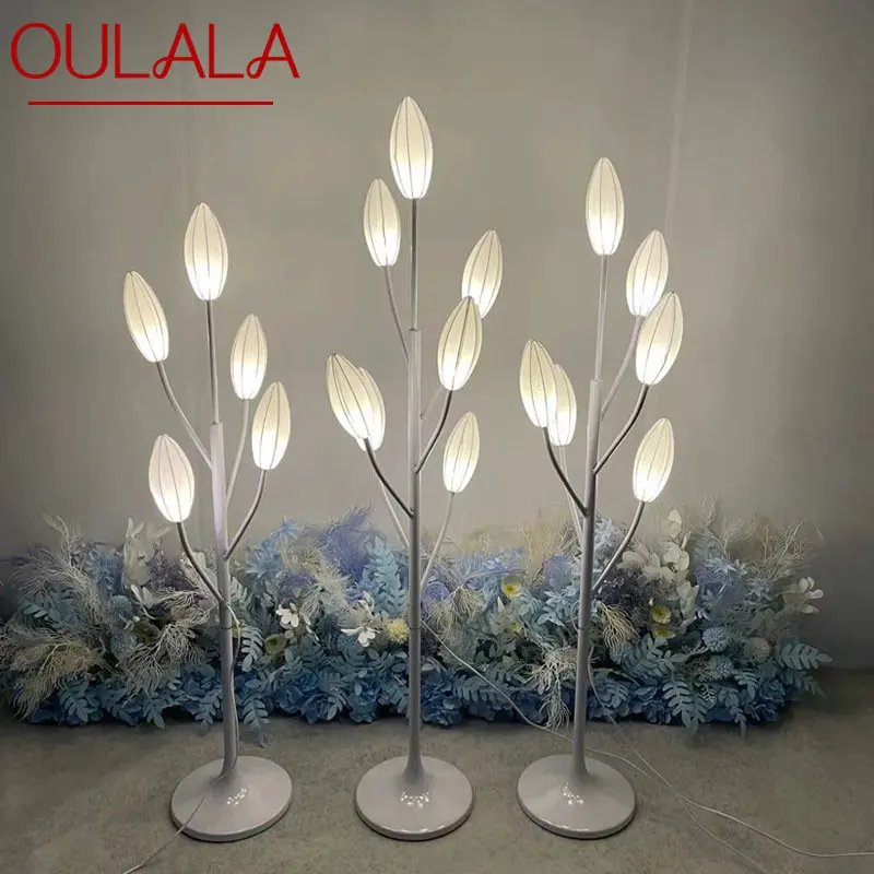 OULALA Contemporary White Elegant Standing Lily Flowers Lamps Decoration Party Event LED Road Lead Wedding Lights