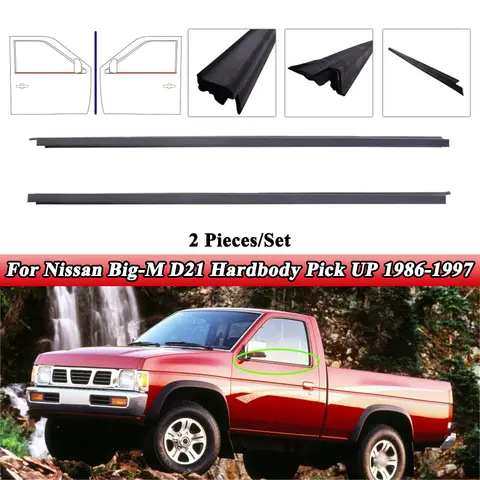 2Pcs Car Window Weather Strip For Nissan Big-M D21 Hardbody Pick UP 1986-1997 Waterproof Pressure Sealing Strips Weatherstrip