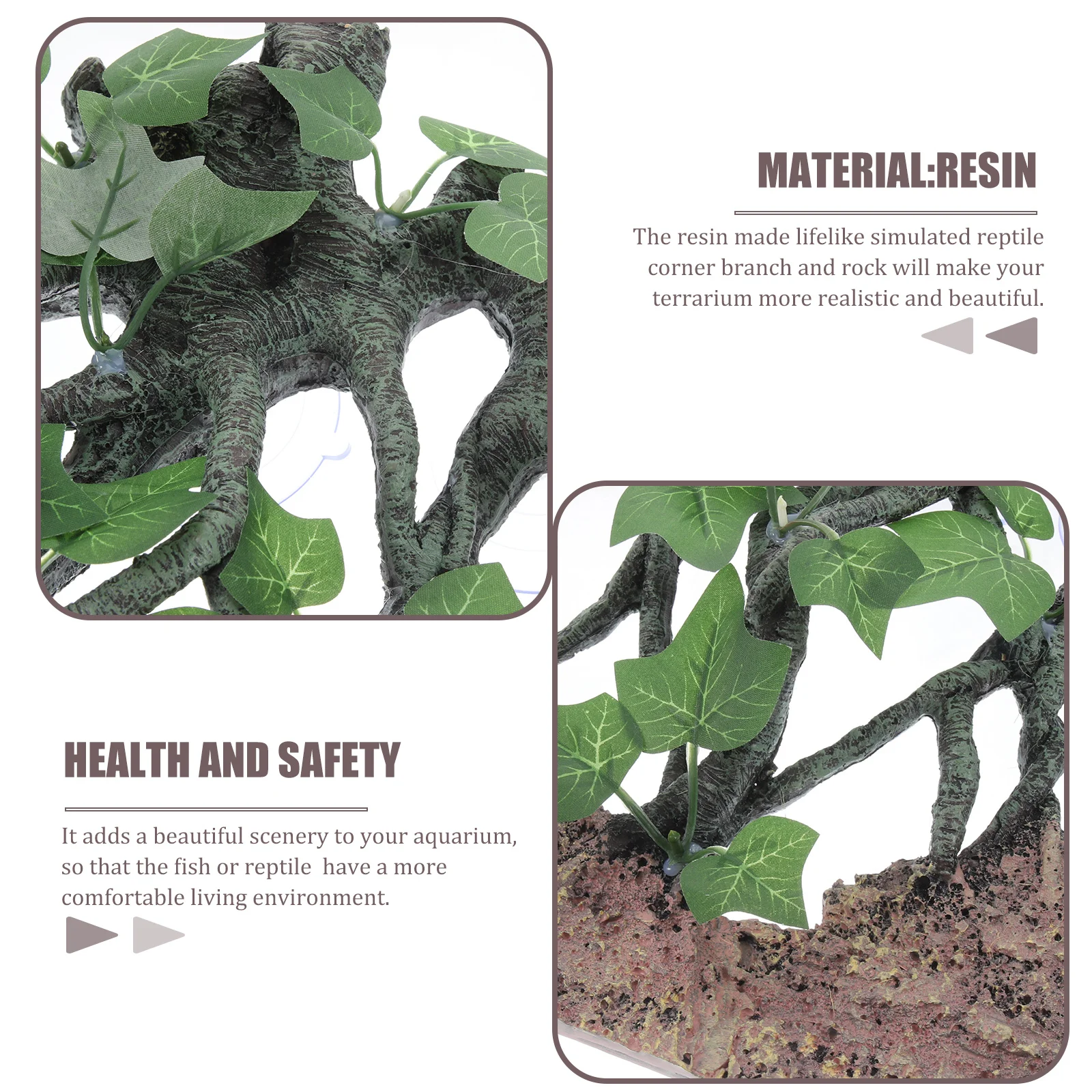 

Resin Reptile Corner Branch Rock Lizard Snake Climbing Ornament Suction Cup Artificial Plant Terrarium Climbing Decor Reptile