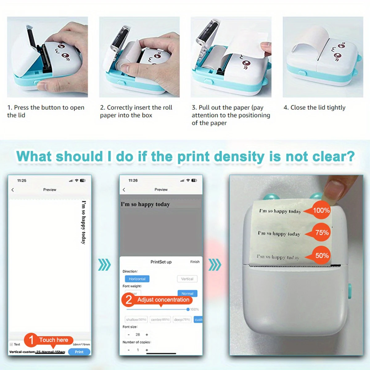 Mini Drucker Thermal Adhesive Label Portable Photo Printer Makeid Inkless Bluetooth Multi-function Cute HD Miniprint for Sticker