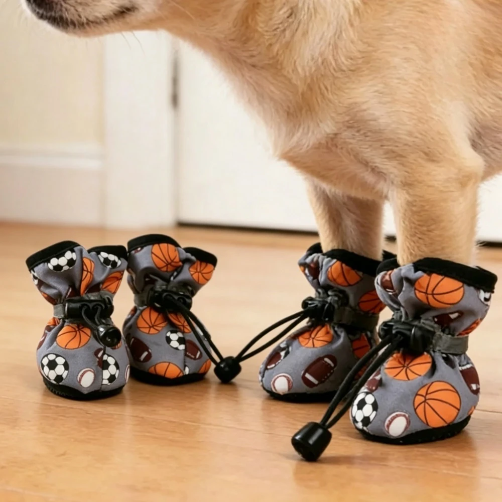 4Pcs Anti-Slip Pet Dog Sneakers, Soft Adjustable Paw Boots f