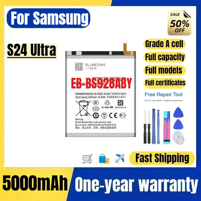 EB-BS928ABY for Samsung S24 Ultra Phone Battery High Quality High Capacity Battery Replacement Bateria Grade A Cell with Tools