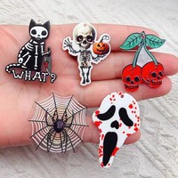 10pcs Acrylic Halloween Skull Charm Jewelry Accessories Necklace Bracelet Earring Pendant Diy Craft Supplies