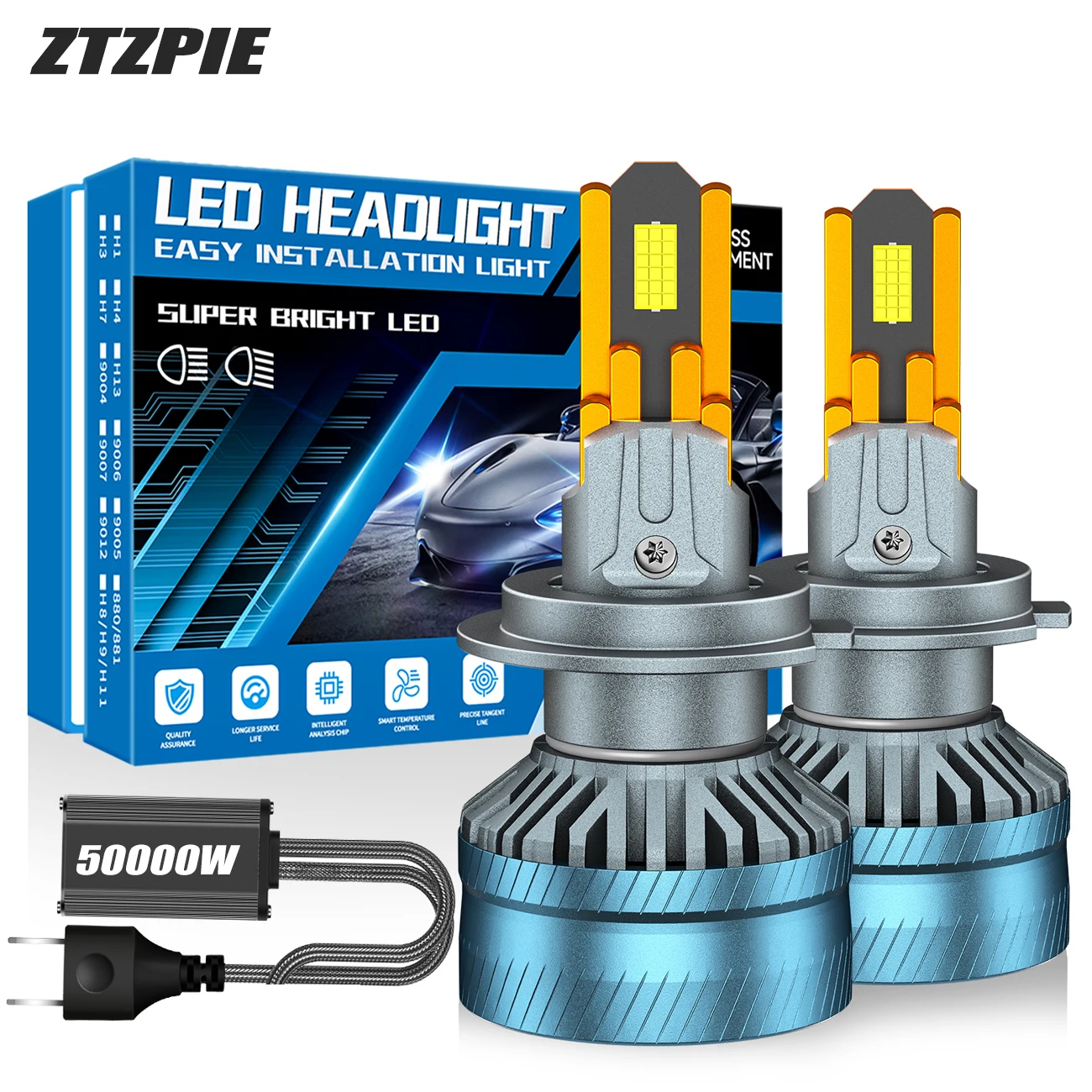 

5000W 10 Copper Tube 6500K Car Light H7 H4 Canbus Led Headlight HB3 HB4 9005 9006 H1 H11 9012 Bulb CSP 9865 High Power Lamp