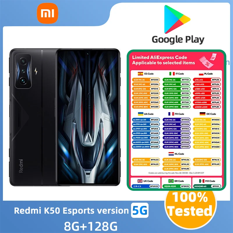 xiaomi redmi k50 Esports version Android 5G Unlocked 6.67 inch 256GB ROM  All Colours Original used phone in Good Condition