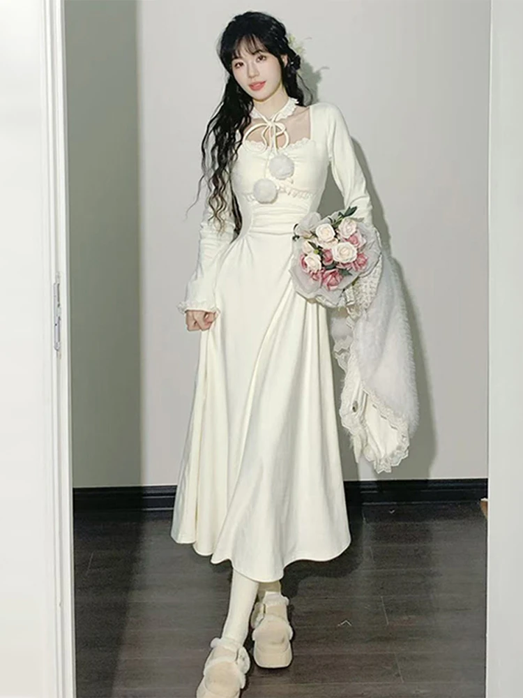 Afslankende en rok Taille Cinching Long Sve Dames Dr Lente Herfst High Faion Roze A-lijn Dr Sweet Sle