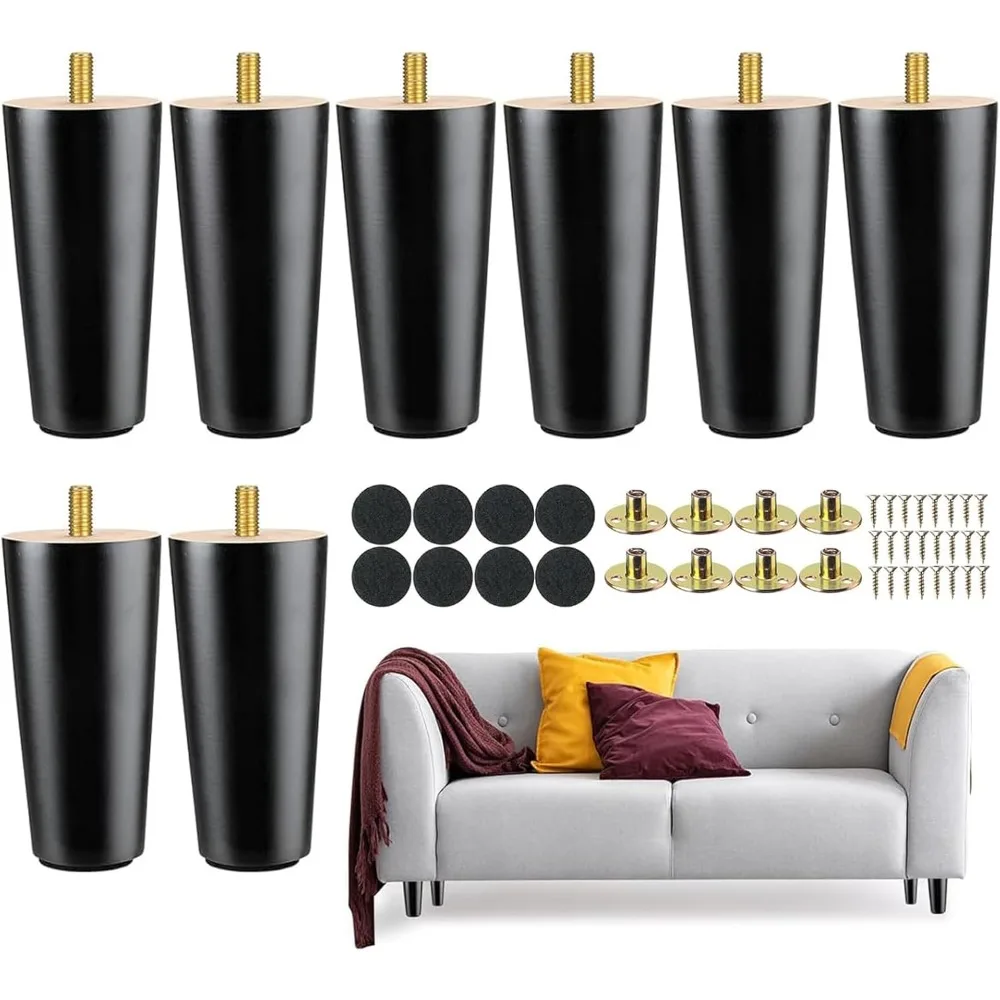 

4 Inch Round Solid Furniture Legs Furniture Wooden Replacement Chair Feet Dresser Sofa Couch Legs Table Cabinet Footstool