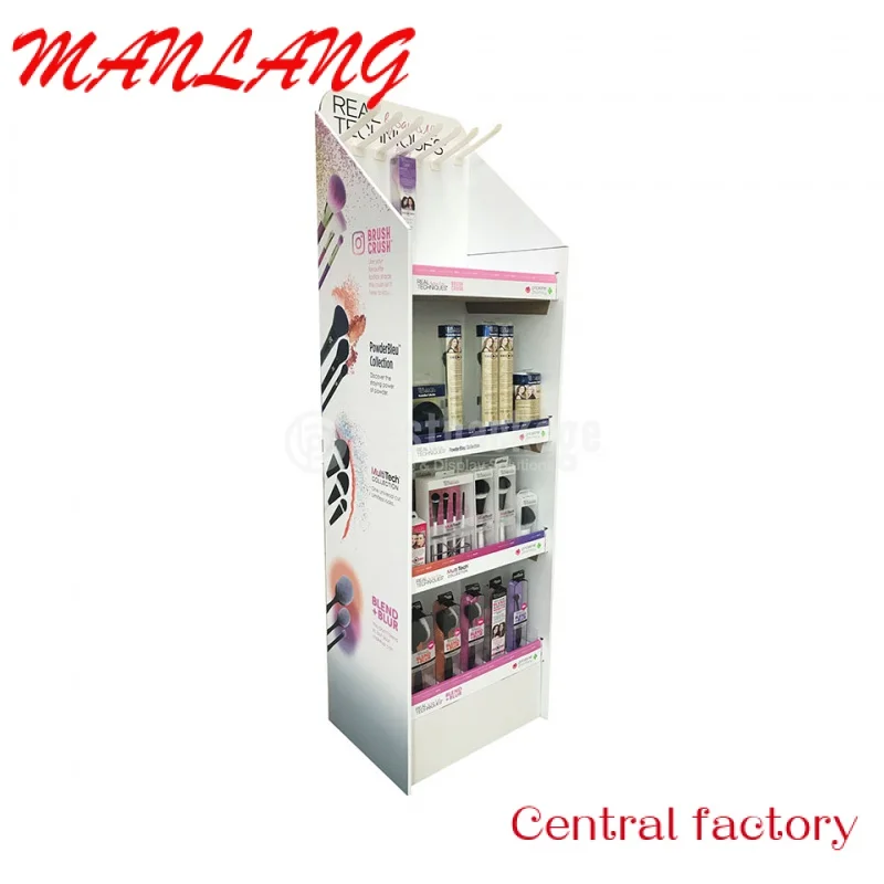 CustomShopping Mall  Display Shelf Cosmetic Paper Floor Stand for Makeup