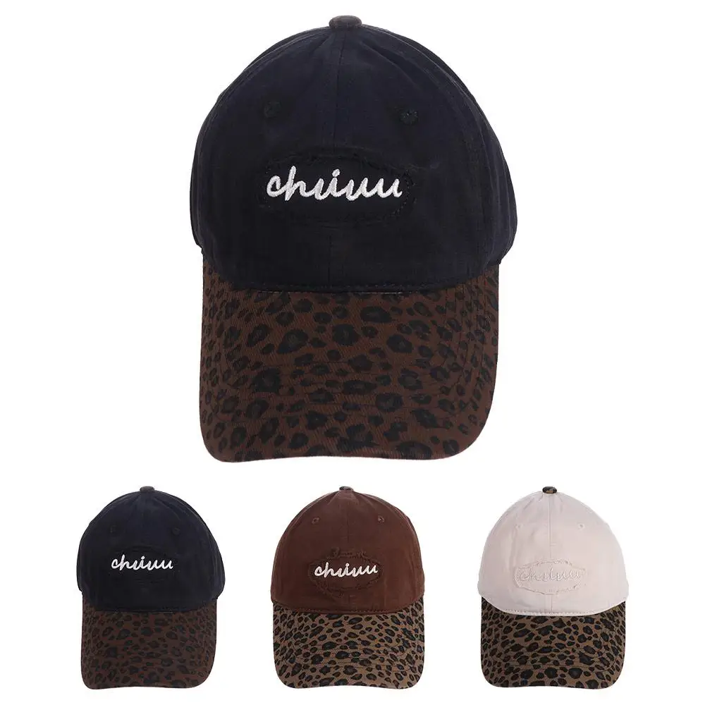 

Vintage Adjustable Leopard Baseball Hat Cotton Casual Embroidered Baseball Cap Hip Hop Sunshade Y2k Peaked Cap Teenagers