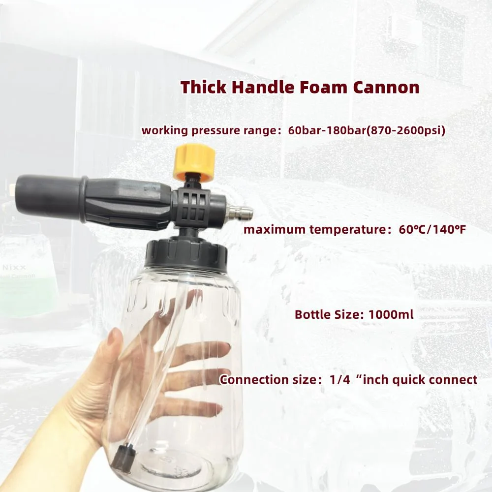 1 PC Black and Yellow Thick handle Foam Cannon 1000 ML Transparent Bottle Snow Foam Lance Washer kit, Pressure Car Washer Access