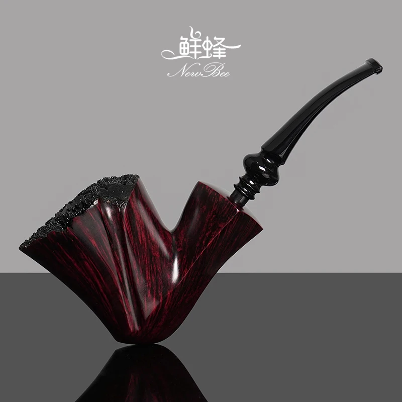 

Мужская трубка ручной работы в старинном стиле из натурального вишневого дерева с традиционным фильтром и узором в виде пламени от NewBee Bee