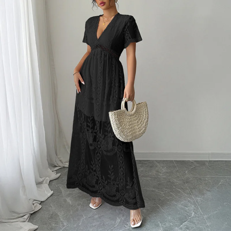 

2025 European and American New Style Elegant and Sophisticated Deep High-End Dress Women's Spring Summer