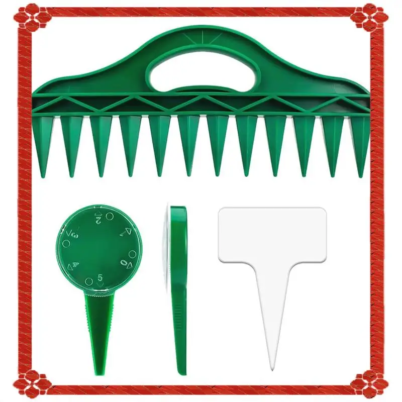 Sowing Seeds Dispenser Set,12 Holes Seed-In Soil Planter And Soil Spacer For Planting Seeds With 24 Pcs Plant Labels Easy To Use