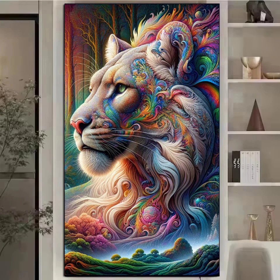 

Large Size Fantasy Colorful Lion DIY 5D Diamond Painting Animal New 2026 Full Squarer Round Drill Mosaic Diamond Art Embroidery