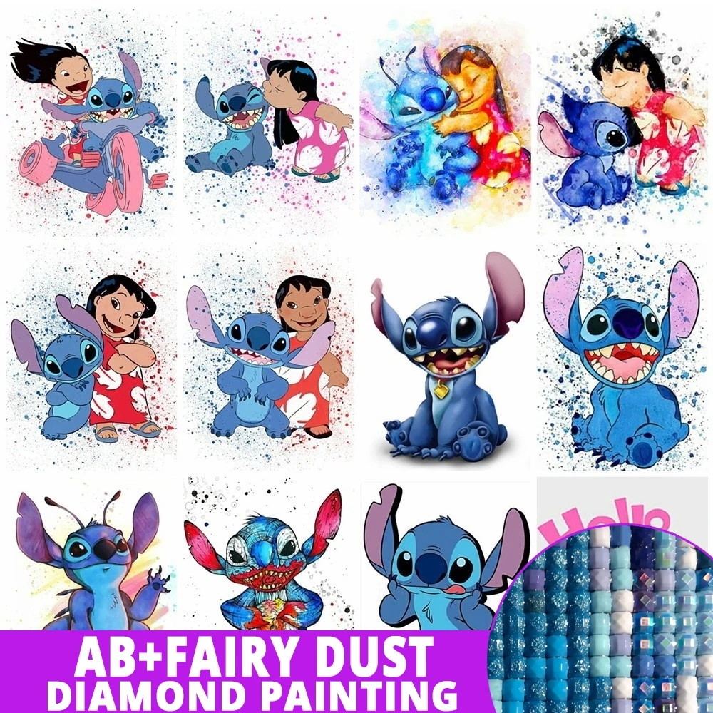 AB Fairy Dust Disney Diamond Painting Cartoon Lilo & Stitch Mosaic 5D Embroidery DIY Home Decor Gift Full Drills