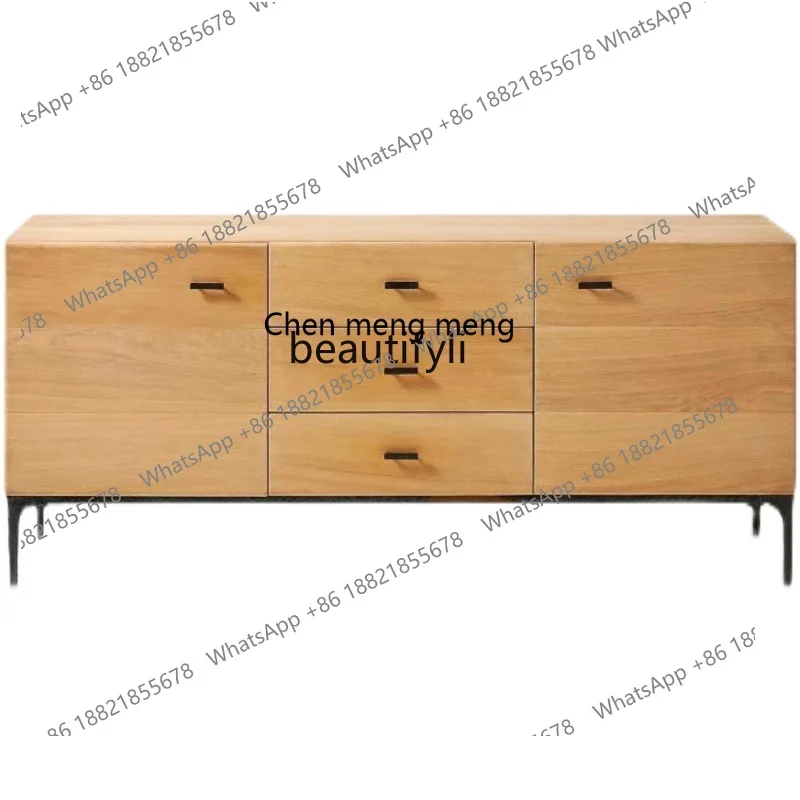 

Nordic Side Modern Minimalist Wine Solid Wood Cabinet Restaurant Large Capacity Locker Home Kitchen Bowl Cabinet