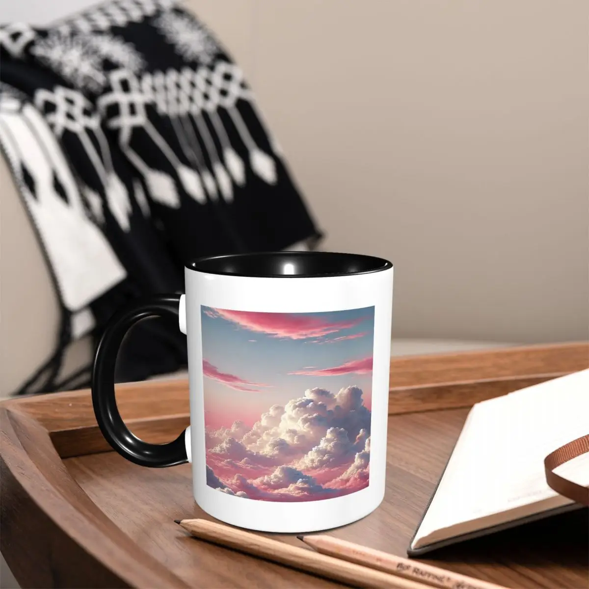 Pink Clouds Sky Large Sunset Glow Mug Funny Ceramic Coffee Cups Tea Mugs Milk Cup Drinkware Gifts for Woman Man