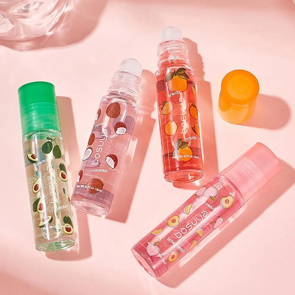 Roll-on óleo labial hidratante bálsamo labial líquido nutritivo óleo labial incolor transparente fruta óleo labial novo presente do dia dos namorados lábio