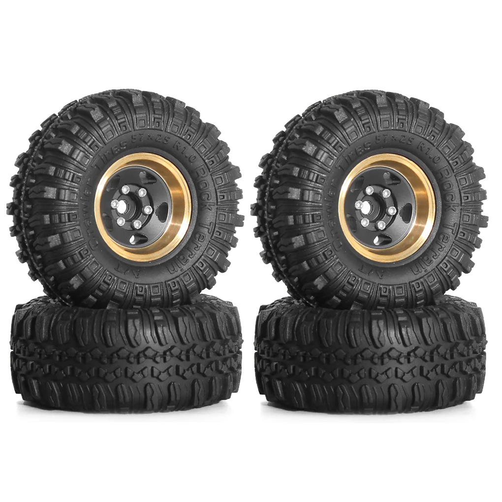 Pneu de jantes de roda resistente ao desgaste de latão para 1/24 axial trx4m scx24 rc peça de carro rc acessórios de carro peças de reposição preto