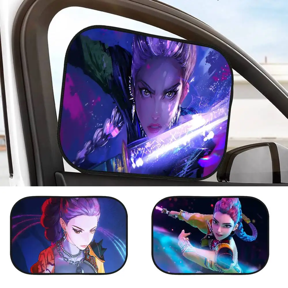 KPop شيطان الصيادين رومي نافذة السيارة الجانبية ظلة الشمس كتلة فيلم القماش الشمس قناع الأشعة فوق البنفسجية حماية نافذة الستار سيارة الشمس الظل غطاء