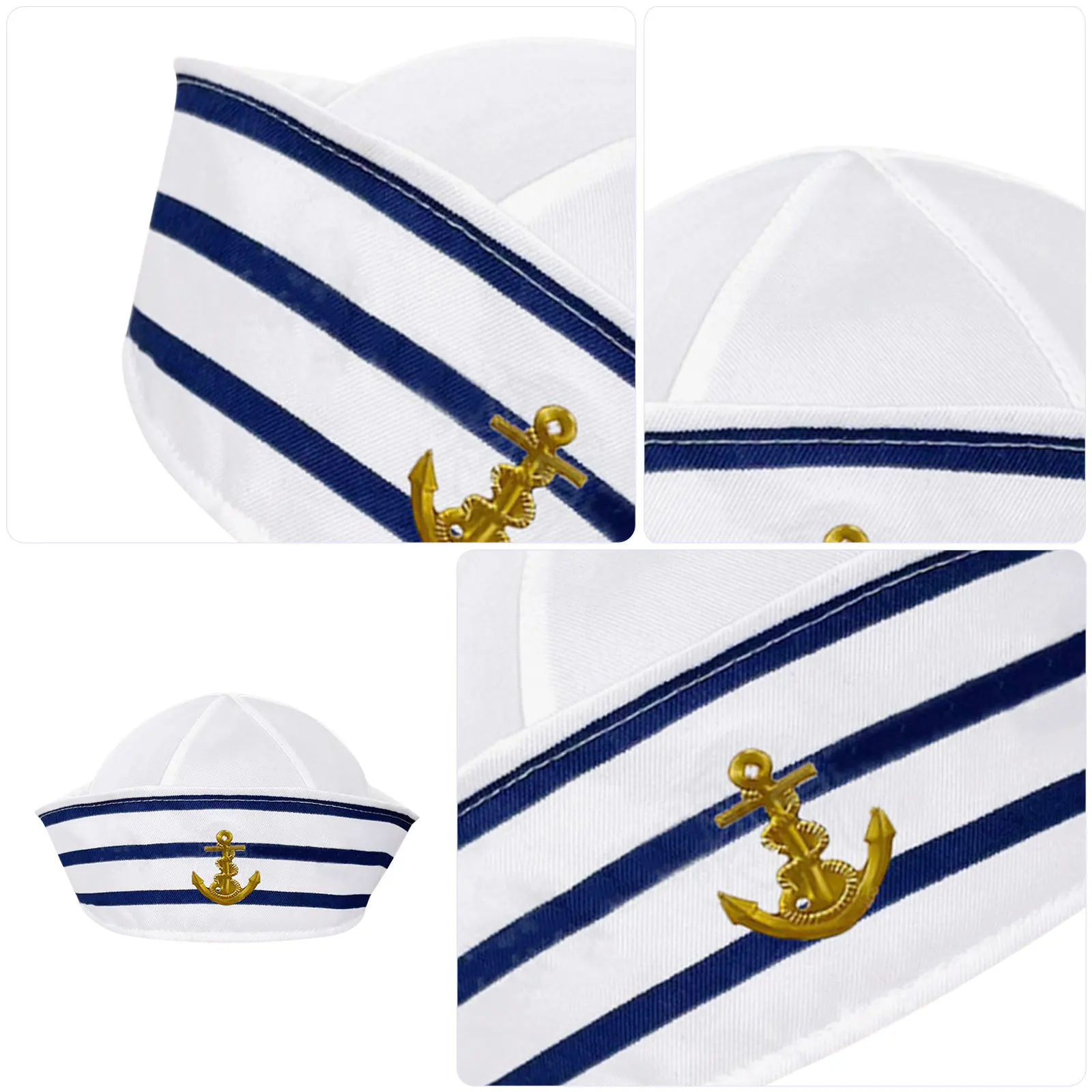 Chapeau de marin à rayures bleues et blanches, chapeau de capitaine de la marine en Fiber de Polyester, accessoire de spectacle sur scène pour adultes hommes femmes, taille 56cm