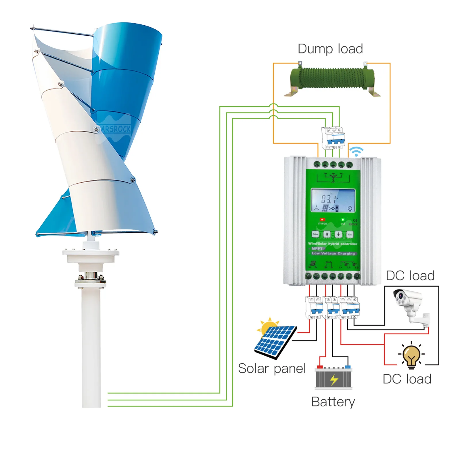 Imagem -05 - Gerador de Turbina Eólica de Eixo Vertical Start up Velocidade do Vento com 12 m s 12 Lâminas Gerador Maglev para Sistema Híbrido 200w 300w 24v