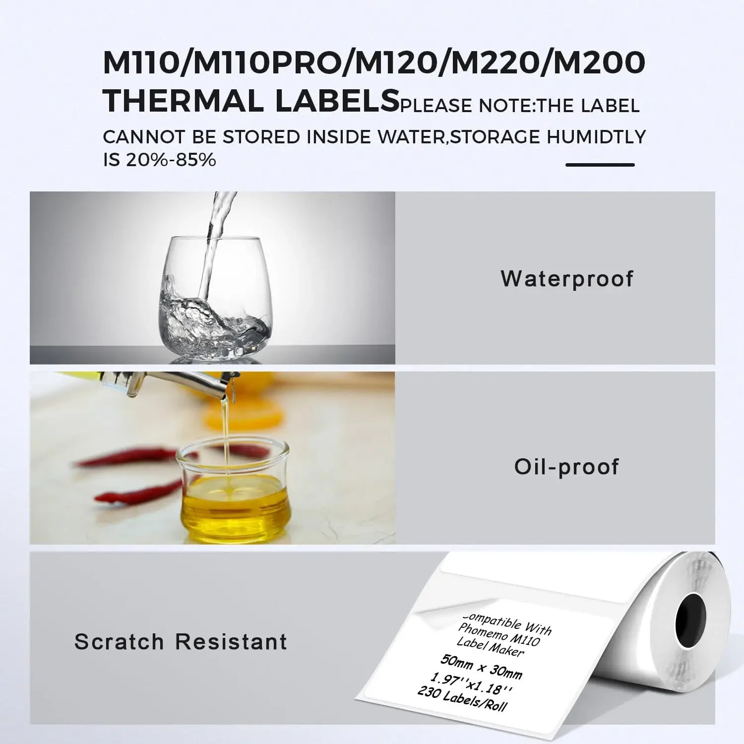 Waterproof Labels Adhesive Stickers Labels Marker Suitable For M110/M120/M221 For Jar Labels Foods Category POS Receipt Business