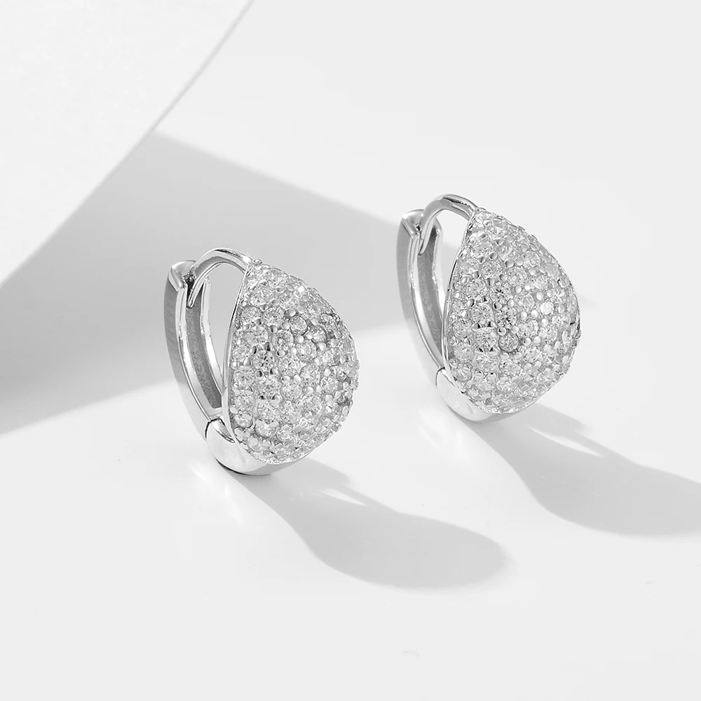 Women's Micro-Set Zirconia Circle Ear Cuffs S925 Sterling Silver High-End Geometric Full-Diamond Studs Quality Jewelry - view 4