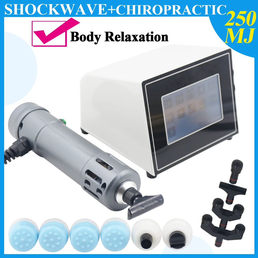 Shockwave Therapy Machine Chiropractic 250MJ For ED Treatment Waist Neck Pain Relief Shock Wave Relaxation Massager 2024 New