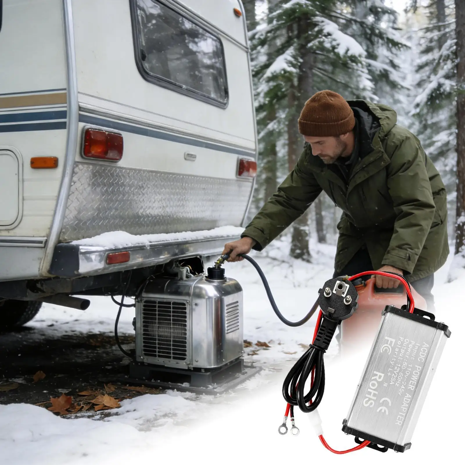 

Air Heater Power Converter 110V To 12V Portable Transformer AC To DC Parking Heater Adapter 25A With Safety Protection For