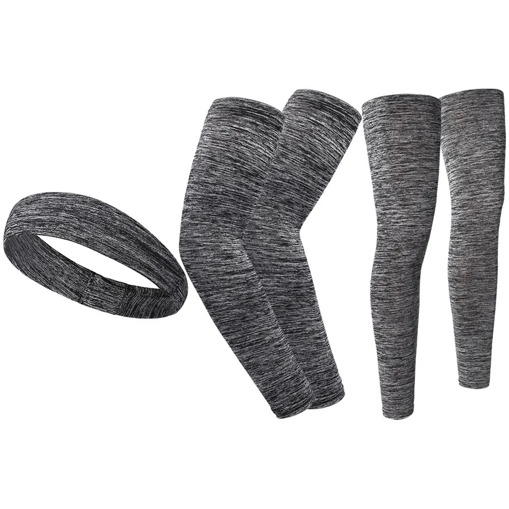 Leg Cover Sun Protective Arm Sleeve Headband Set Summer UV Protection Outdoor Sports Unisex Women Men Cycling Running Breathable
