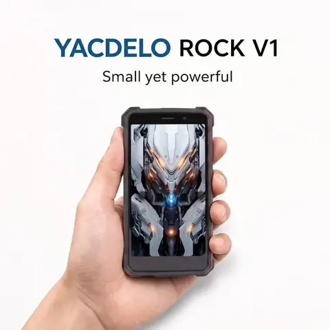 YACDELO ROCK V1 Mini Smartphone Compact Size 4.96' Display 3GB 32GB Removable 3000mAh Battery Android 16 GO Light Weight Phone