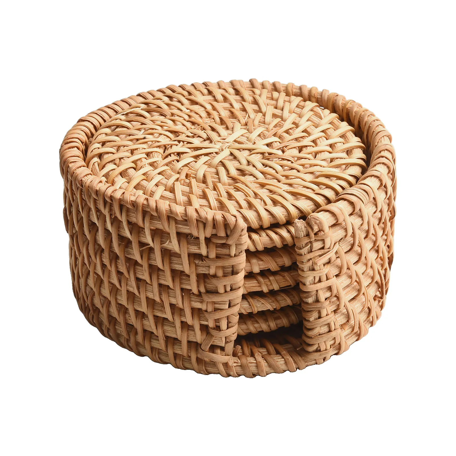 Eco Conscious Handmade Straw Trivet Set 6 Round Natural Material Mats Great for Protecting Surfaces from Heat Damage