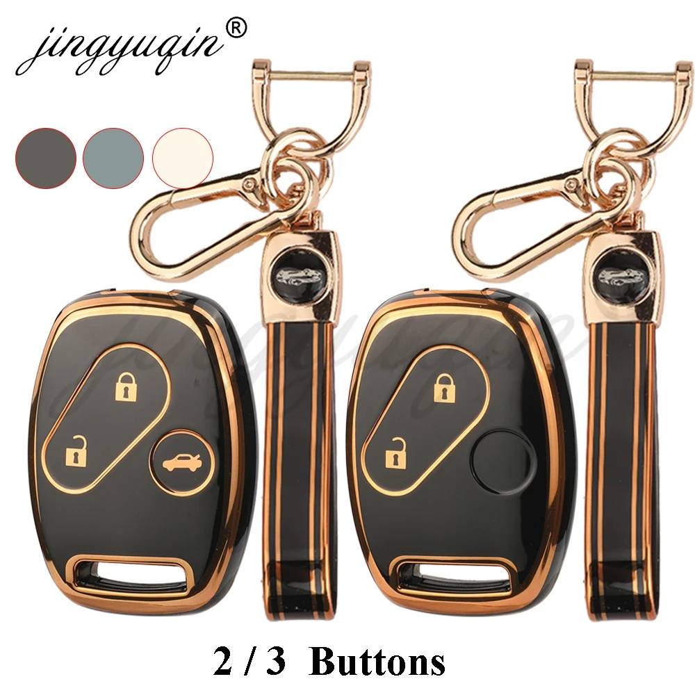 jingyuqin 2/3BTN TPU Remote Car Key Case Cover Keychain for Honda ACCORD Pilot City FIT CRV CRZ CIVIC Insight Ridgeline HRV Jazz