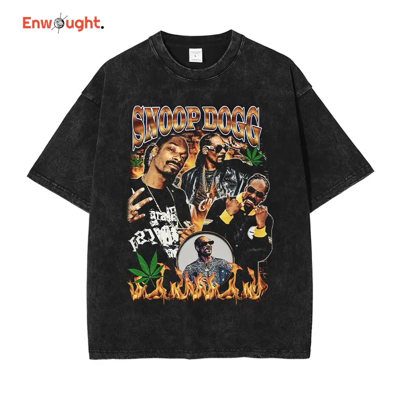 

Snoop Dogg T Shirt Hip Hop Rapper Snoop Doggy Lion Tops Tees Vintage Washed Short Sleeve Oversized T-shirt Harajuku Streetwear