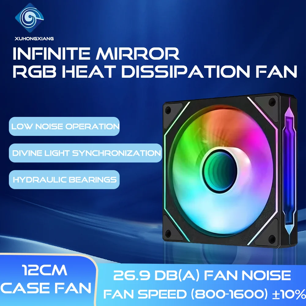 

120mm RGB Computer Case Fan 12V Silent CPU Cooling Fan with 800 1600 RPM 12 cm Large Air Flow for PC Desktop Chassis Cooler