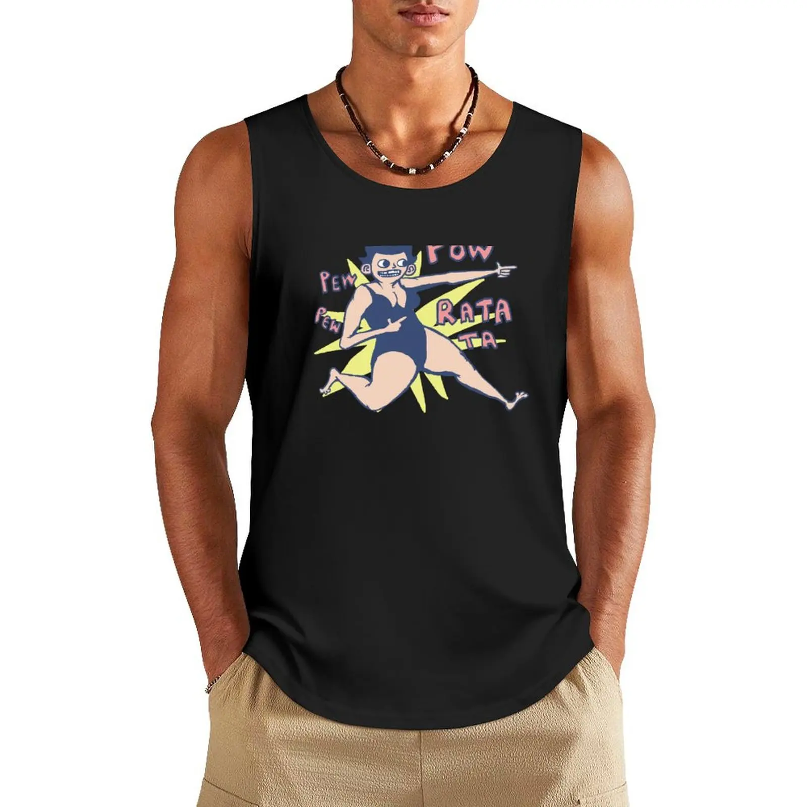 POW POW Tank Top mens clothing tops Gym t-shirt man