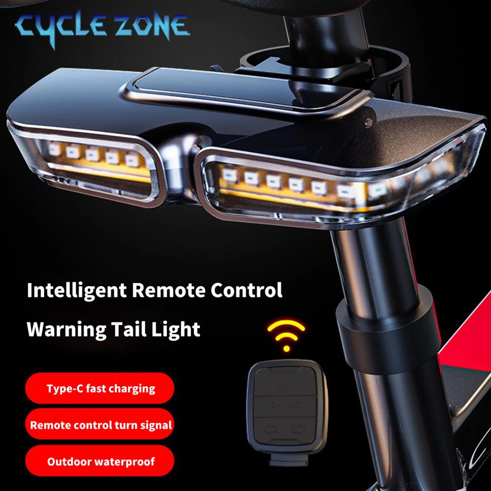 Bike Wireless Remote Turn Signal Light Rechargeable Bicycle Rear Lamp Night Riding Safety Warning Taillight Cycling Accessories