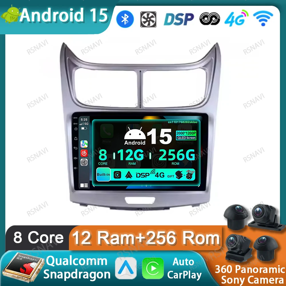 

Car Radio Android 15 For Chevrolet Sail 2009 2010 2011 2012 2013 Head Unit Carplay 9/10 Inch Qualcomm NO 2DIN Navigation DSP DVD