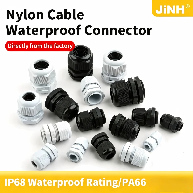 JINH 10Pcs Outdoor Enclosure Cable Gland Kit IP68 Nylon Waterproof Wire Protector Black for PG7/9/11/13.5/16/19/21/24/25