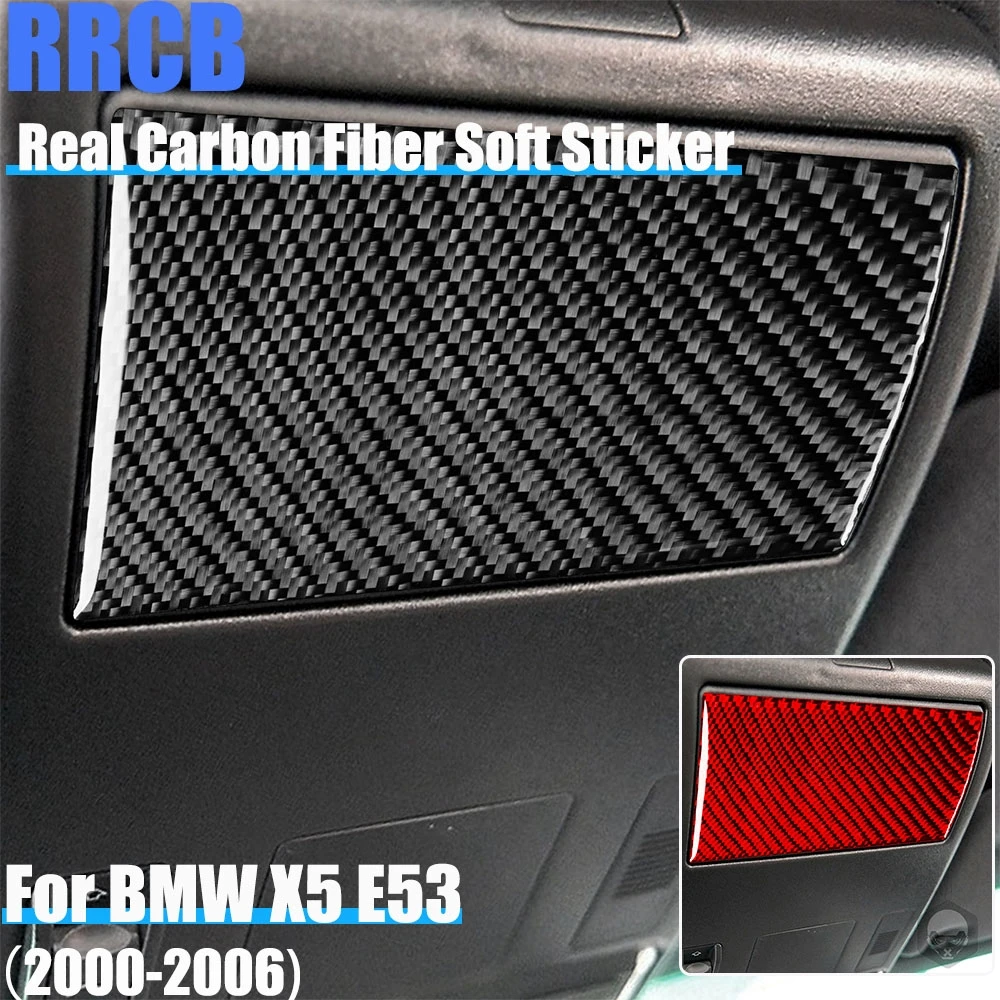 

Real Carbon Fiber Car Accessories Reading Light Glasses Case Soft Sticker For BMW X5 E53 2000 2001 2002 2003 2004 2005 2006