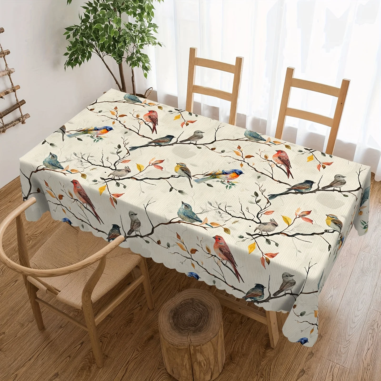 Exotic Flower and Bird Series Rectangular Dustproof Coffee Table Restaurant Tablecloth Holiday Party Dinner Decoration Cloth